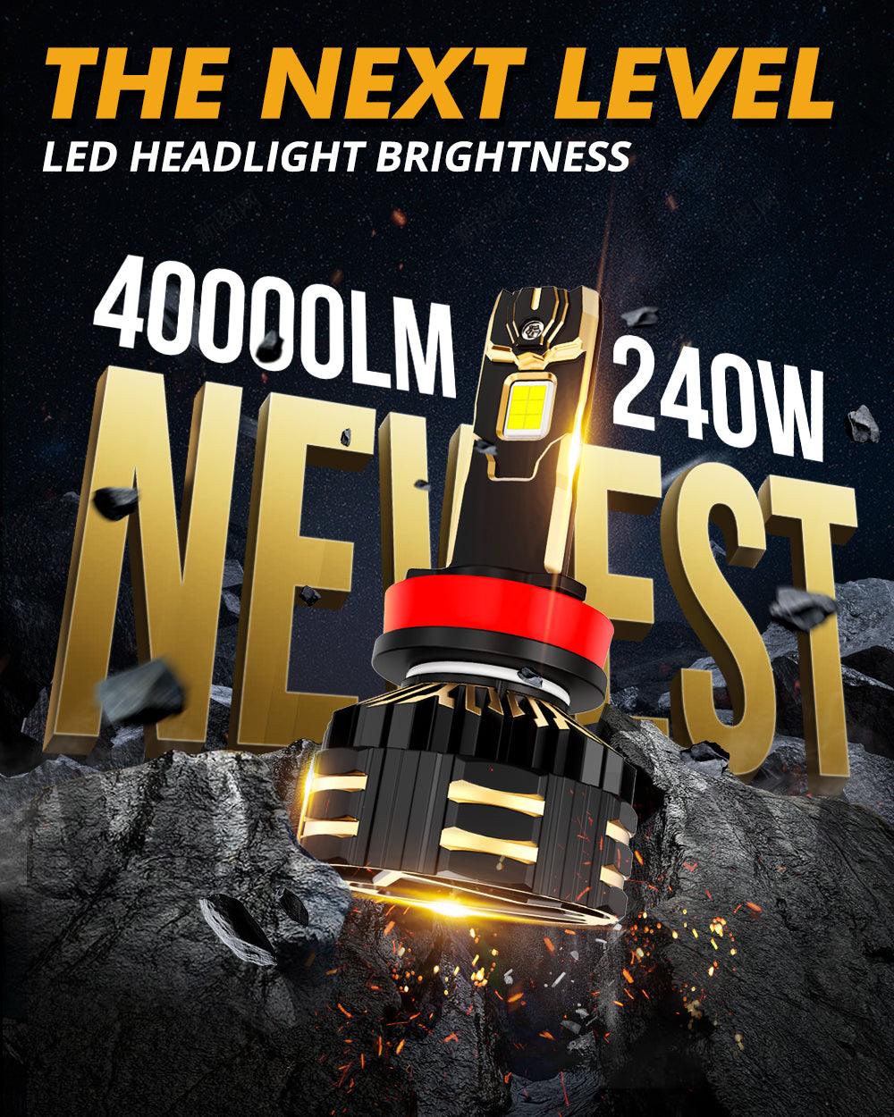 H11/H9/H8/H16JP LED Headlight Bulbs 240W 40000LM GX-ULTRA Series 6500K Cool White | 2 Bulbs