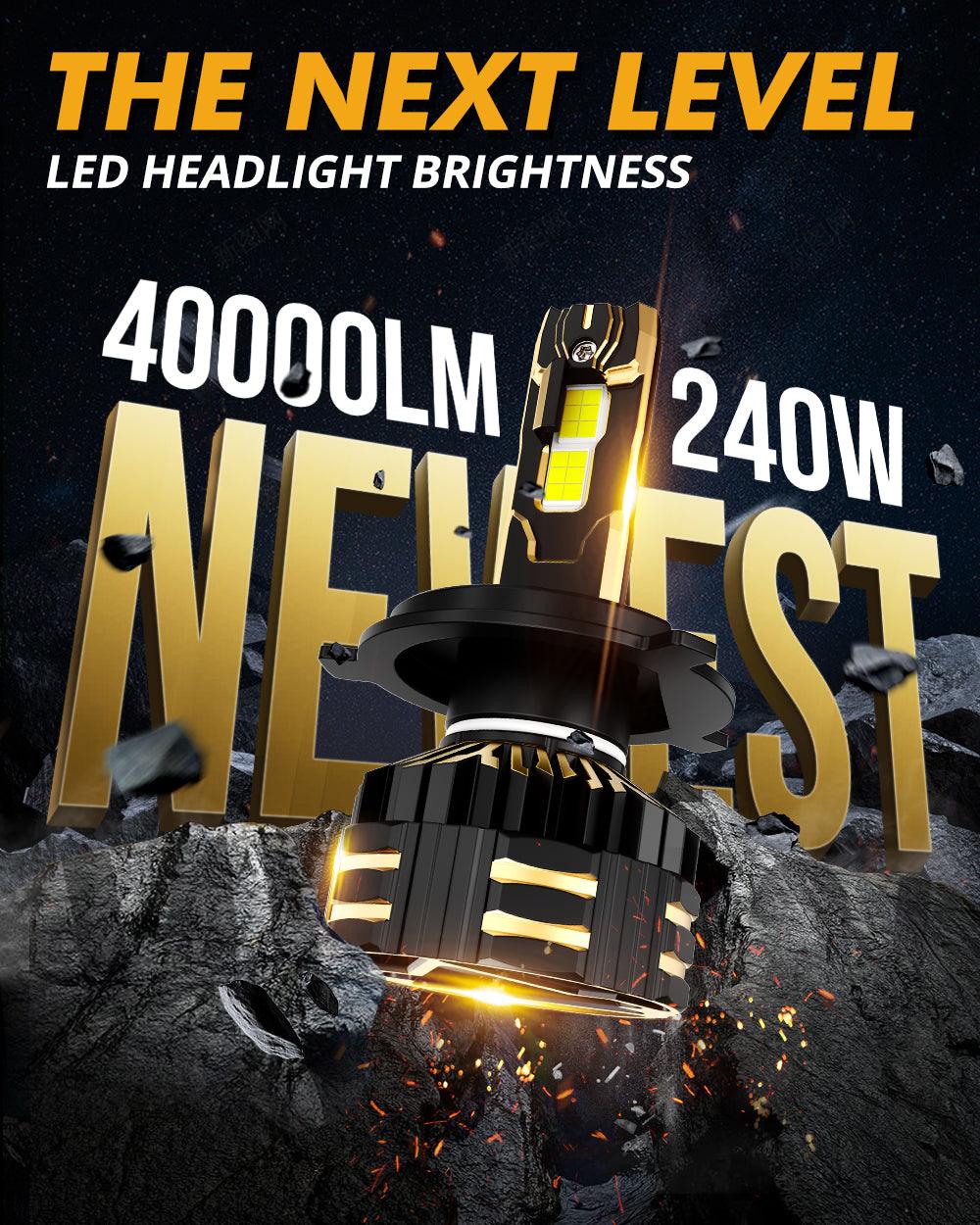 H4 LED Headlight Bulbs 240W 40000LM GX-ULTRA Series 6500K Cool White | 2 Bulbs